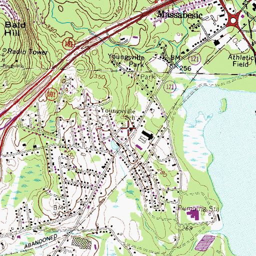 Topographic Map of Youngsville School, NH
