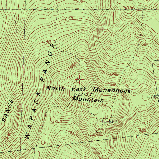Topographic Map of Wapack National Wildlife Refuge, NH