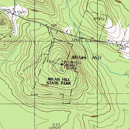 Topographic Map of Milan Hill State Park, NH