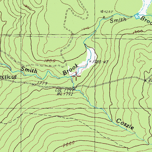 Topographic Map of Cozzie Brook, NH