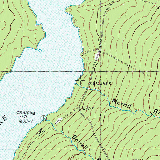 Topographic Map of Merrill Brook, NH