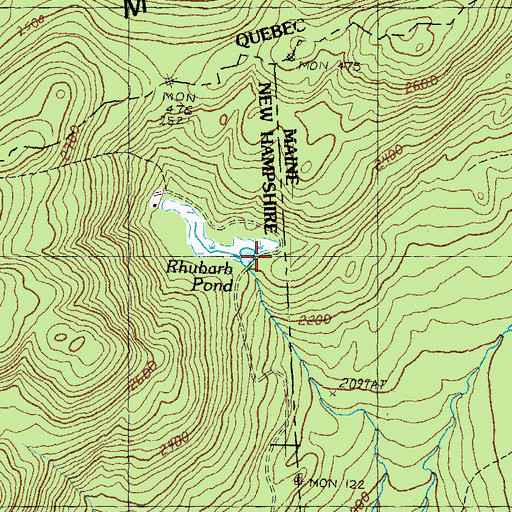 Topographic Map of Rhubarb Pond, NH
