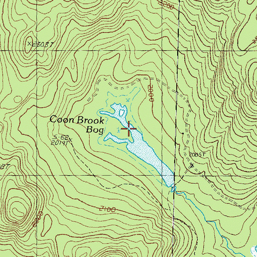 Topographic Map of Coon Brook Bog, NH