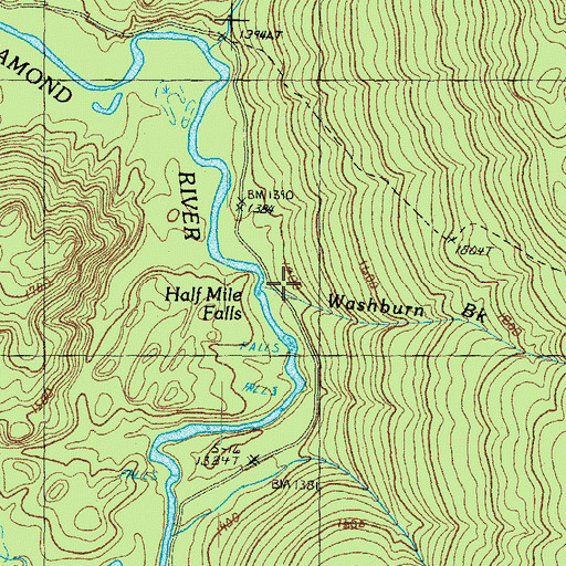 Topographic Map of Washburn Brook, NH