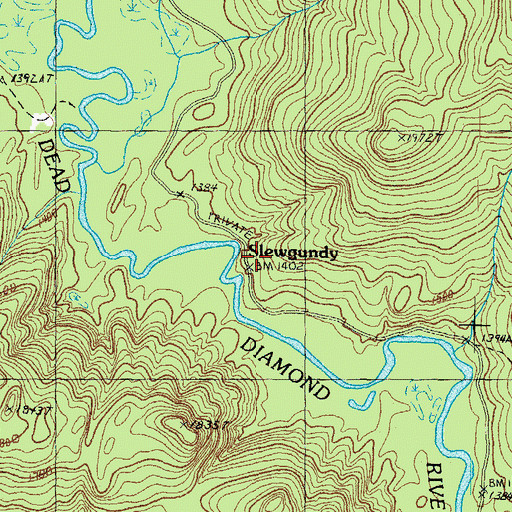 Topographic Map of Slewgundy, NH