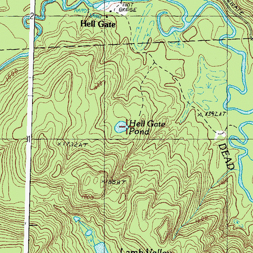 Topographic Map of Hell Gate Pond, NH