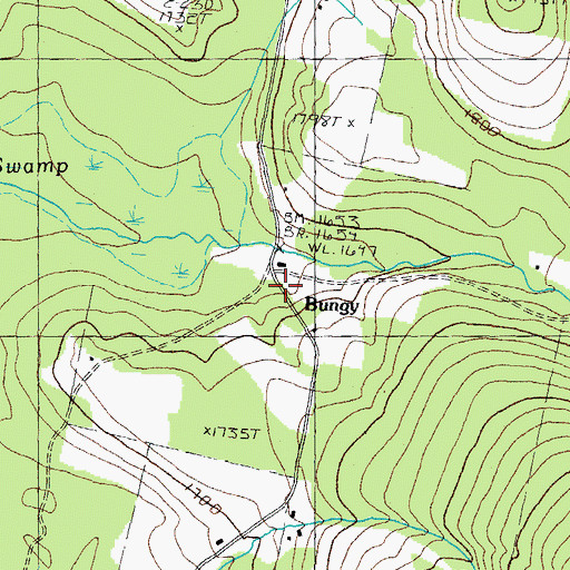 Topographic Map of Bungy, NH