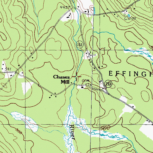 Topographic Map of Chases Mill, NH