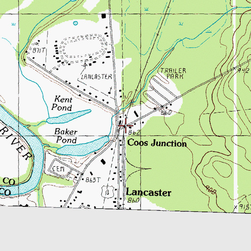 Topographic Map of Coos Junction, NH