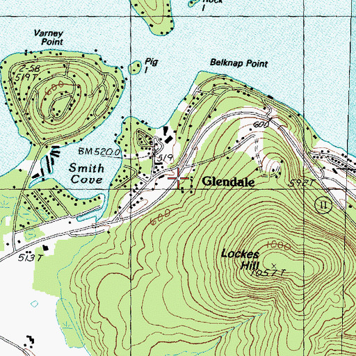 Topographic Map of Glendale, NH