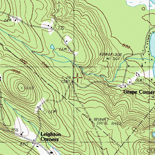Topographic Map of Grape Corner, NH