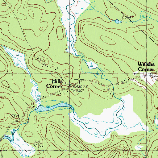 Topographic Map of Hills Corner, NH