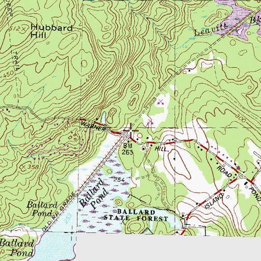 Topographic Map of Hubbard, NH