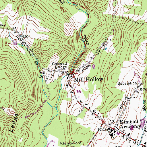 Topographic Map of Mill Hollow, NH