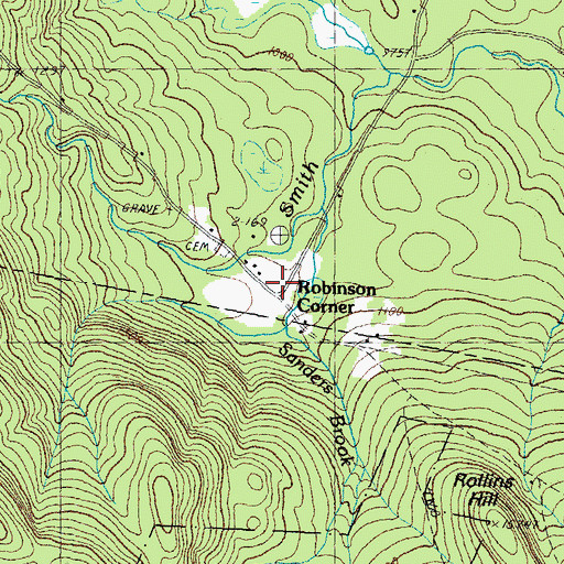 Topographic Map of Robinson Corner, NH