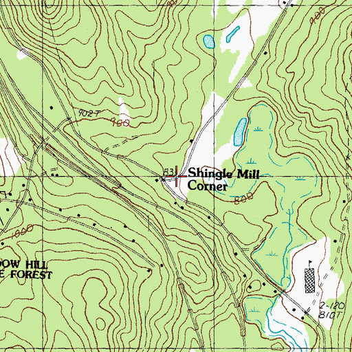 Topographic Map of Shingle Mill Corner, NH