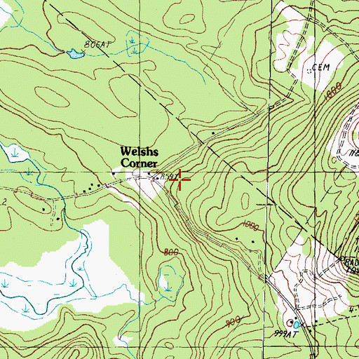 Topographic Map of Welshs Corner, NH