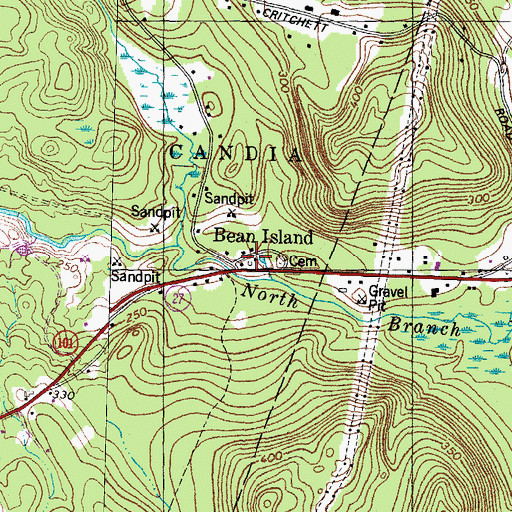 Topographic Map of Bean Island, NH