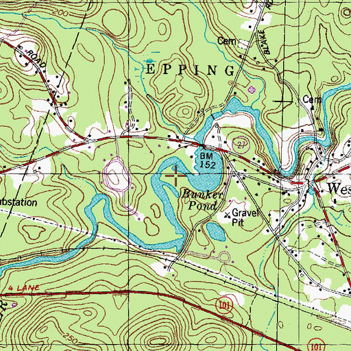 Topographic Map of Bunker Pond, NH