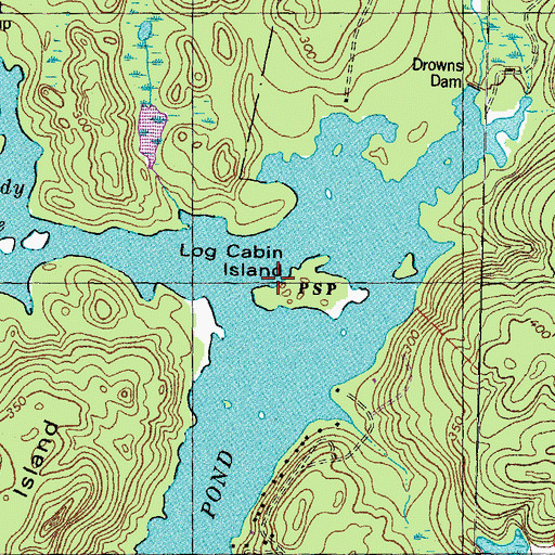 Topographic Map of Log Cabin, NH