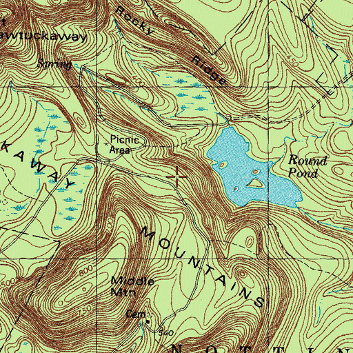 Topographic Map of Pawtuckaway State Reservation, NH