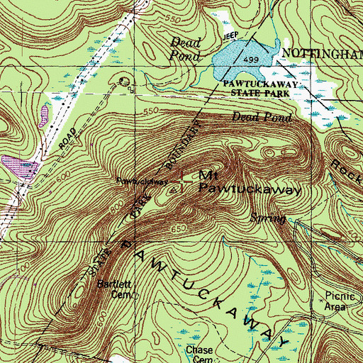 Topographic Map of Mount Pawtuckaway, NH