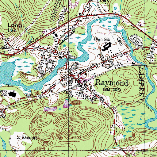 Topographic Map of Raymond, NH