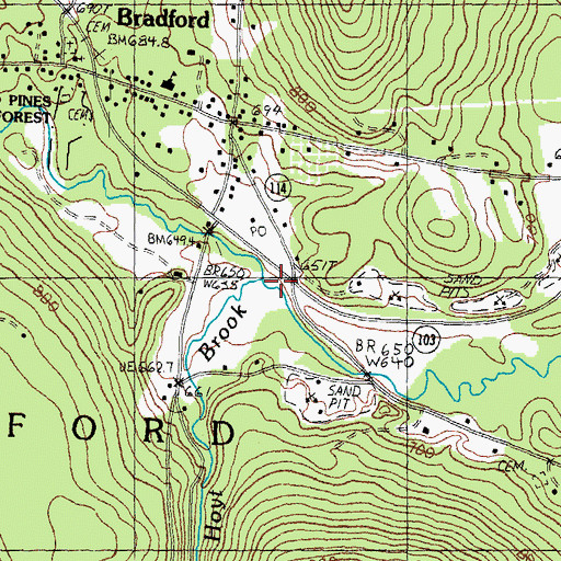 Topographic Map of West Branch Warner River, NH