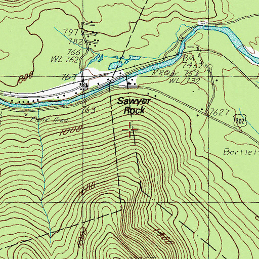 Topographic Map of Sawyer Rock, NH