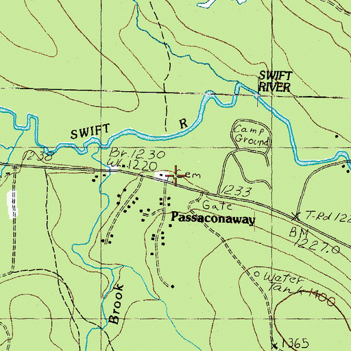 Topographic Map of Albany Cemetery, NH