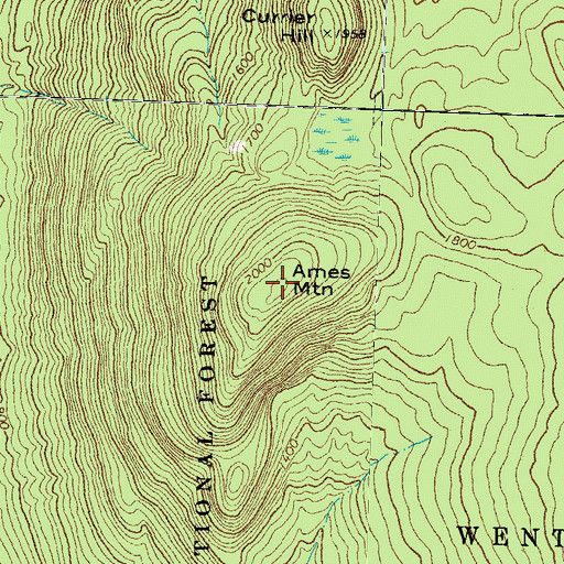 Topographic Map of Ames Mountain, NH