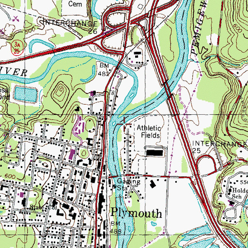 Topographic Map of Baker River, NH