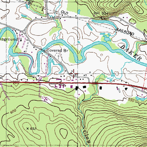 Topographic Map of Baker River School, NH