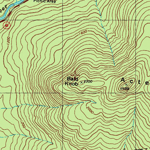 Topographic Map of Bald Knob, NH