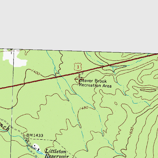 Topographic Map of Beaver Brook Recreation Area, NH