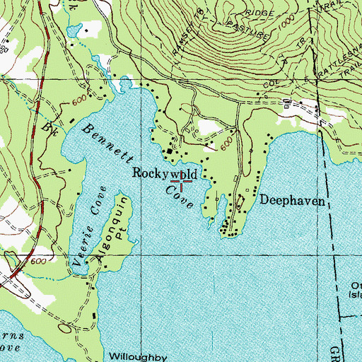 Topographic Map of Bennett Cove, NH