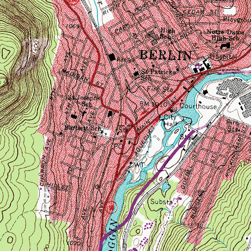 Topographic Map of Berlin, NH
