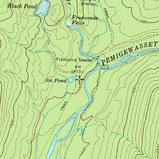 Topographic Map of Birch Island Brook, NH