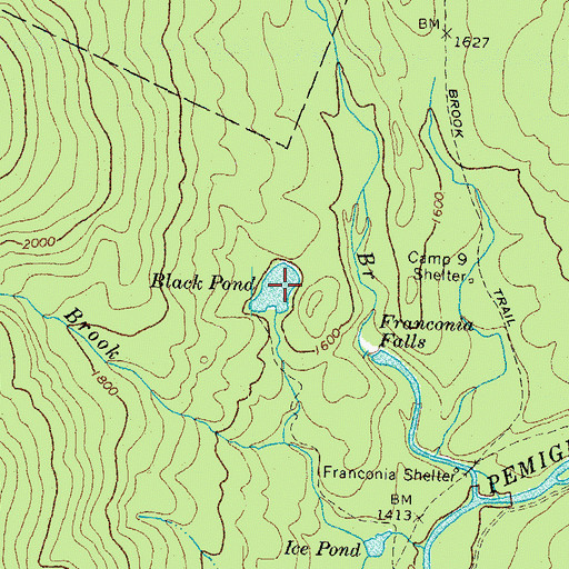 Topographic Map of Black Pond, NH