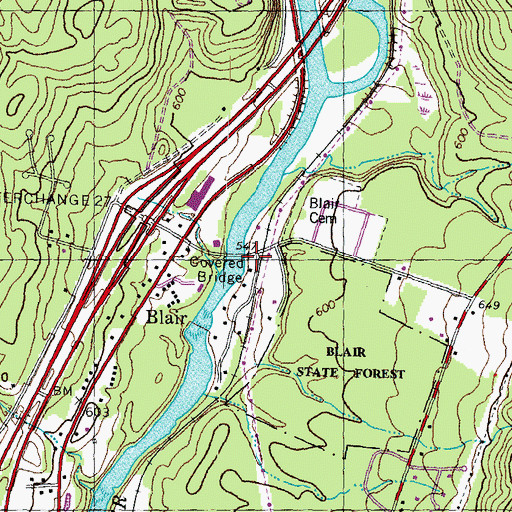 Topographic Map of Blair, NH