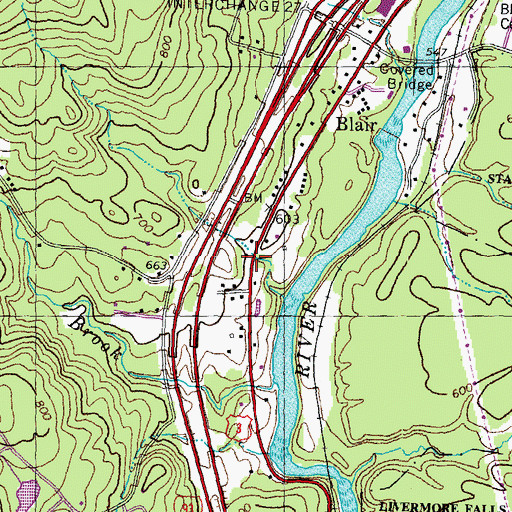 Topographic Map of Blair School, NH