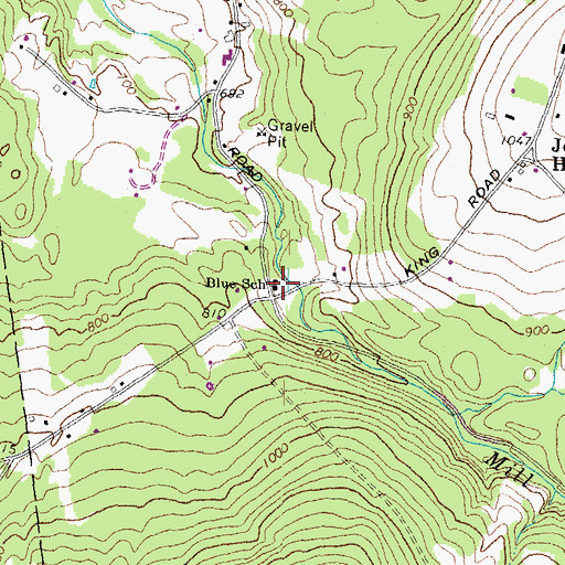 Topographic Map of The Blue School, NH