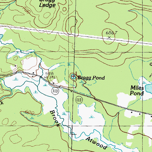 Topographic Map of Braga Pond, NH