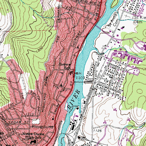 Topographic Map of Brown Elementary School, NH