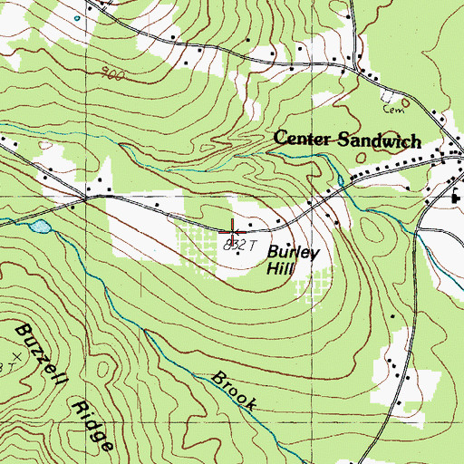 Topographic Map of Burley Hill, NH