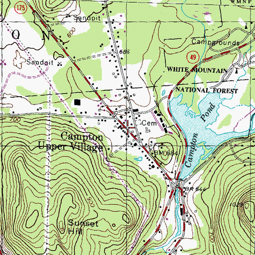 Topographic Map of Campton Upper Village, NH