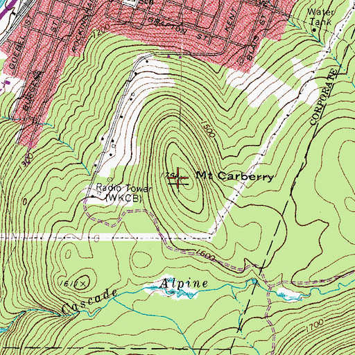 Topographic Map of Mount Carberry, NH