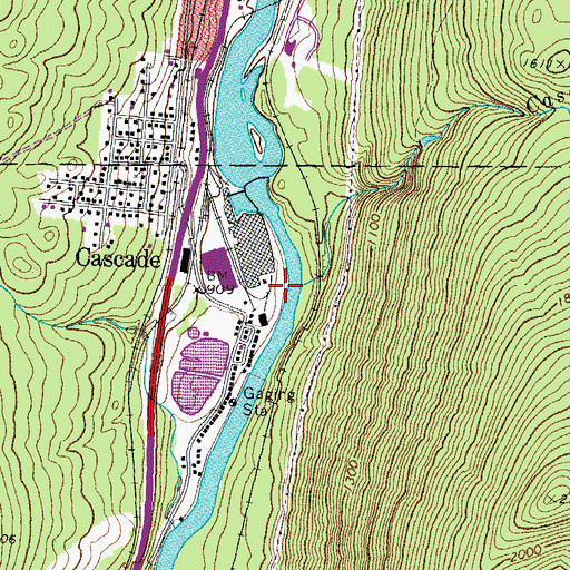 Topographic Map of Cascade Alpine Brook, NH