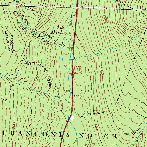 Topographic Map of Cascade Brook, NH