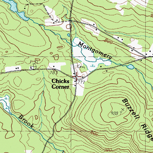 Topographic Map of Chicks Corner, NH